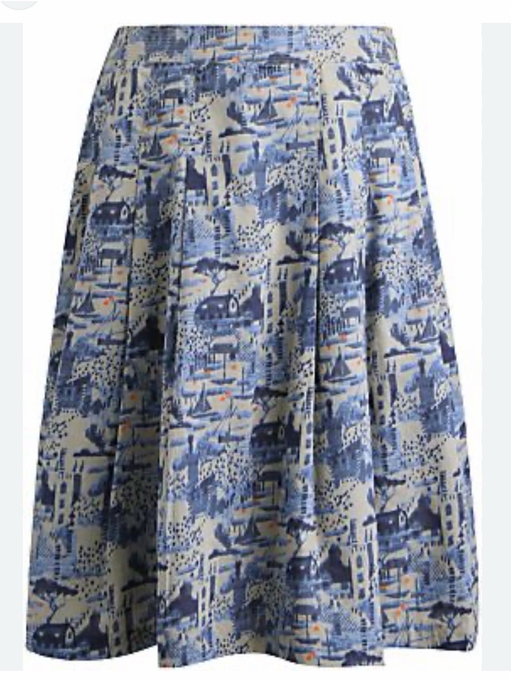 Seasalt Cornwall Serene Blue Printed A-Line Cotton Skirt Size 8 (UK 12)